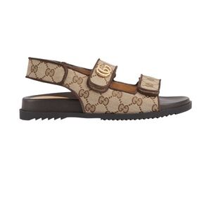 Gucci Beige and Brown Logo Sandals